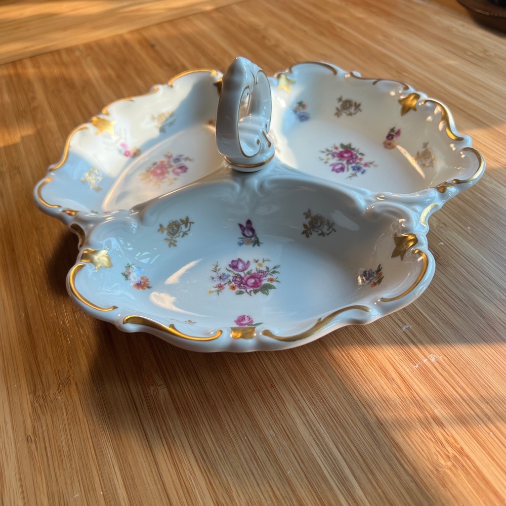 Vintage Reichenbach Porcelain Serving Dish with Gold Accents